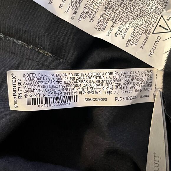 ZARA Black MINI FAUX LEATHER DRESS Draped V-Neck 3/4 Sleeve Womens Small - Picture 5 of 7